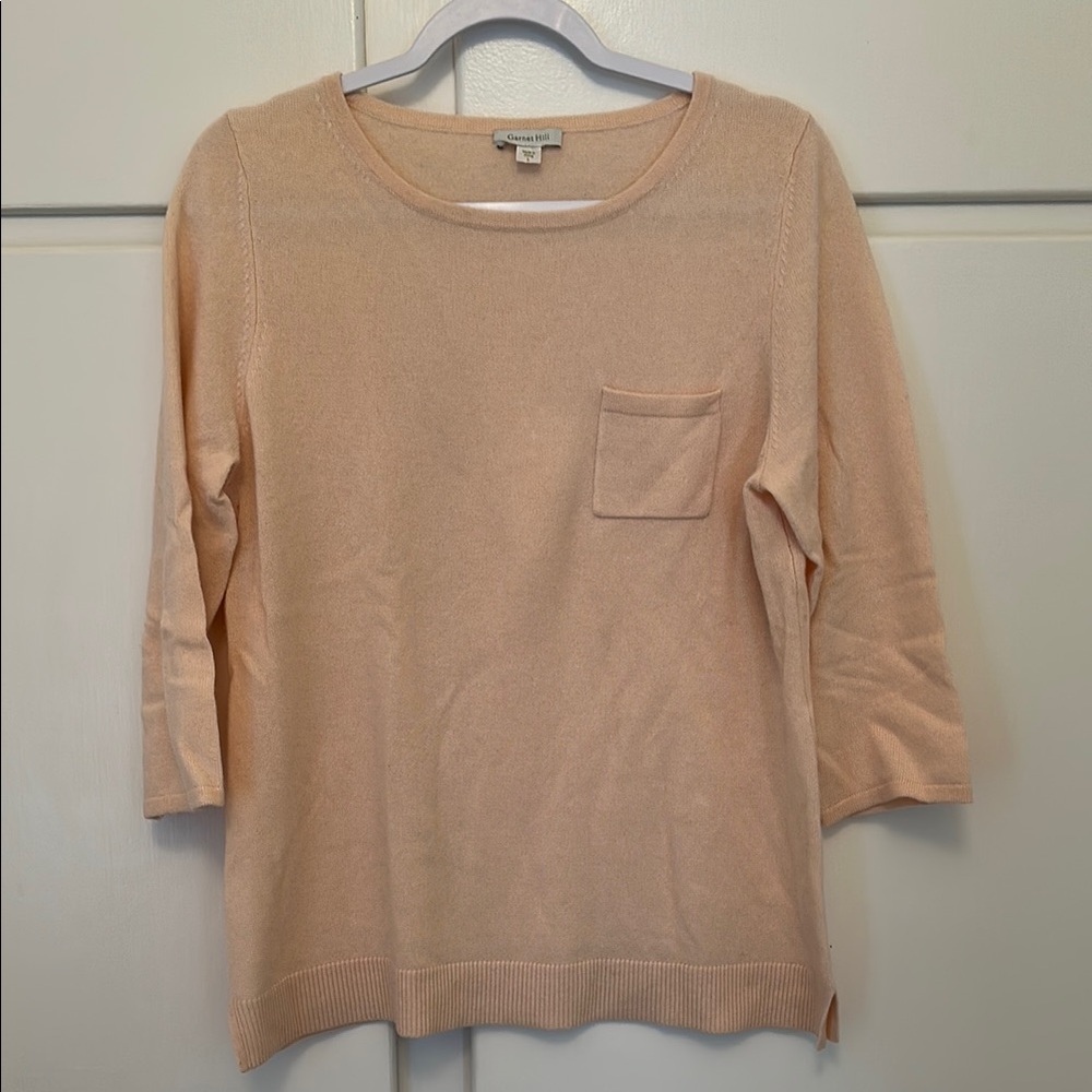 EUC 100% Cashmere Light Pink 3/4 Sweater with Pocket